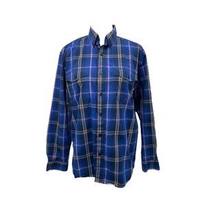 Roper Men's Shirt Blue and Brown Western Wear Button-Down Flip Cuff Size Small